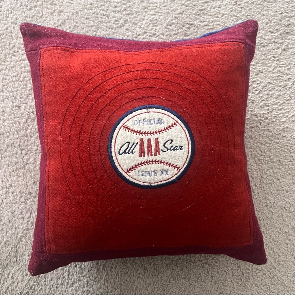 Land of Nod boys room baseball throw pillow
